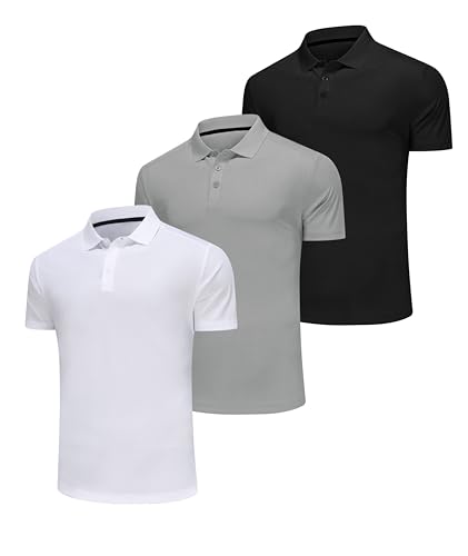 Djtnzdm Poloshirt Herren 3er Pack Regular Fit Kurzarm Sommer Basic Golf Tennis Männer Polohemd Schnelltrocknend Leicht Atmungsaktiv Sport Tops M Schwarz Grau Weiss Djtnzdm Poloshirt Herren 3er Pack Regular Fit Kurzarm Sommer Basic Golf Tennis Männer Polohemd Schnelltrocknend Leicht Atmungsaktiv Sport Tops M Schwarz Grau Weiss von Djtnzdm