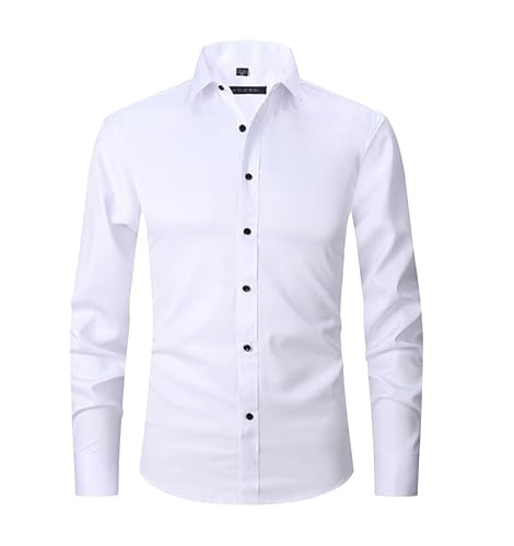 Dninmim Herren Stretch-Faser, formelle Kurzarm-Hemden, lässig, Business, Langarm-Shirts, bügelfrei, 706, XL von Dninmim