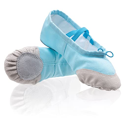 DoGeek Ballettschuhe Gymnastikschuhe Mädchen Tanzschuhe Damen Ballettschläppchen Ballerinas Kinder,Blau,30 (Bitte bestellen Sie eine Nummer grösser) von DoGeek