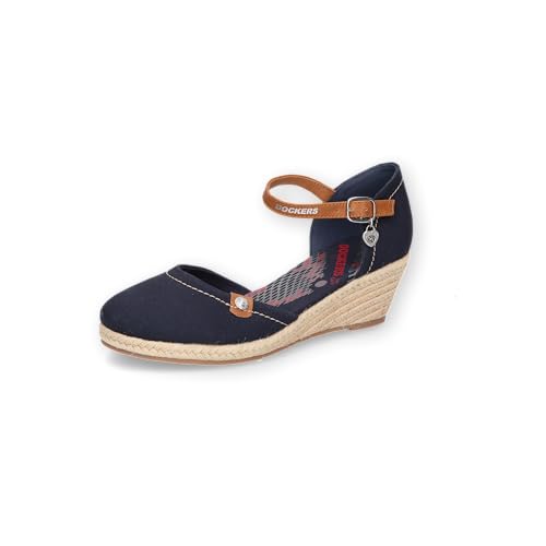 Dockers by Gerli Damen Keilsandalen, Frauen Sandalen,hoch,sommerschuhe,freizeitschuhe,offene schuhe,strandschuhe,navy/rot,41 EU von Dockers by Gerli