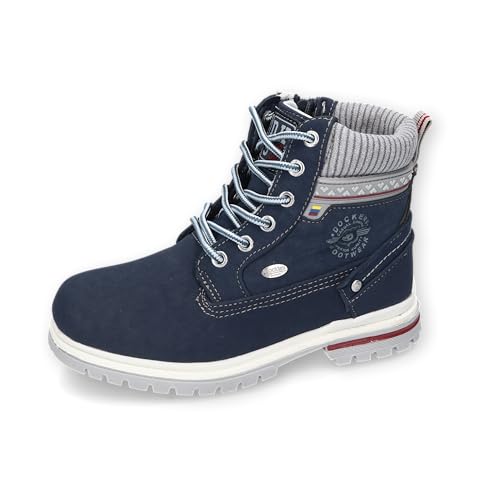 Dockers by Gerli Unisex - Kinder Schnürstiefel, Jungen,Mädchen Stiefeletten,wasserabweisend,uebergangsstiefel,schnürboots,navy,35 EU von Dockers by Gerli