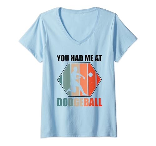 Damen Dodgeball Dodge Ball T-Shirt mit V-Ausschnitt von Dodgeball Gifts
