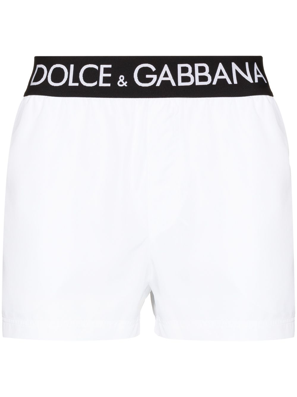 Dolce & Gabbana Badeshorts mit Logo-Bund - Weiß von Dolce & Gabbana