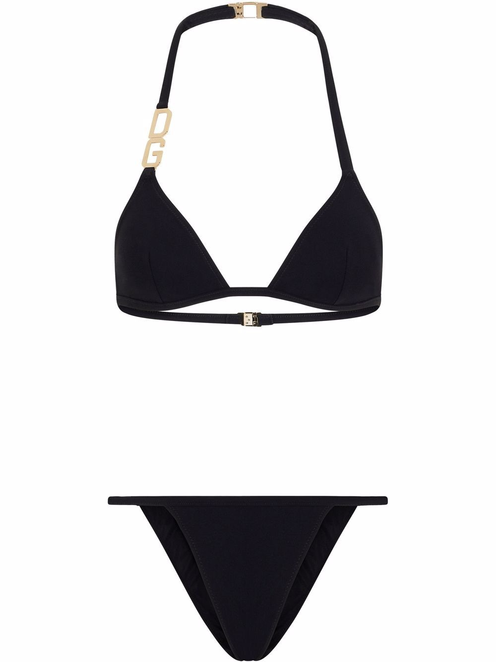 Dolce & Gabbana Triangel-Bikini mit DG - Schwarz von Dolce & Gabbana