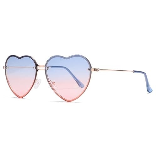 Dollger Herz Sonnenbrille Damen Randlose Hippie Herzform Sunglasses Metallrahmen Lovely Brille UV400 Schutz von Dollger