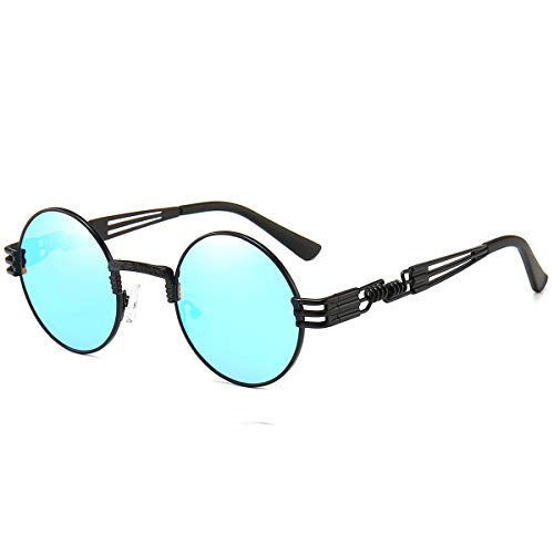 Dollger Runde Steampunk-Sonnenbrille Hippie-Brille Metallrahmen 100% UV-blockierende Gläser von Dollger