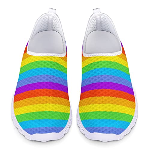 Dolyues 3D Bunte Regenbogen LGBT Druck Atmungsaktive Schlüpfen Turnschuhe Frauen Beiläufig Trainer Wanderschuhe 37 EU von Dolyues