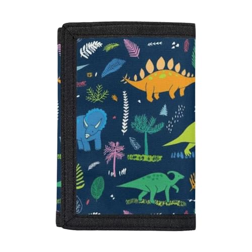 Dolyues Brieftaschen, Trifold Geldbörse Münze/Bargeld/Kartenhalter Beutel Handtasche mit ID Fenster, Dinosaurier von Dolyues