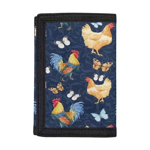 Dolyues Brieftaschen Jungen Geldbörse Kreditkarte Münzhalter Trifold Geldbörse für Teenager Kinder Kid, Huhn Schmetterling-blau von Dolyues