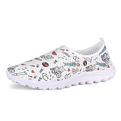 Dolyues Damen Laufschuhe, leicht, schnürbar, Größe 35 EU 45 EU, Sketch Nurse Print, 40 EU von Dolyues