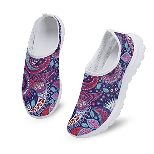 Dolyues Ethnic Tribal Mandala Herren Damen Trainer Laufschuhe Retro Floral Lila Freizeit Wanderschuhe Atmungsaktiv Frühling/Herbst Jogging Arbeit Workout von Dolyues