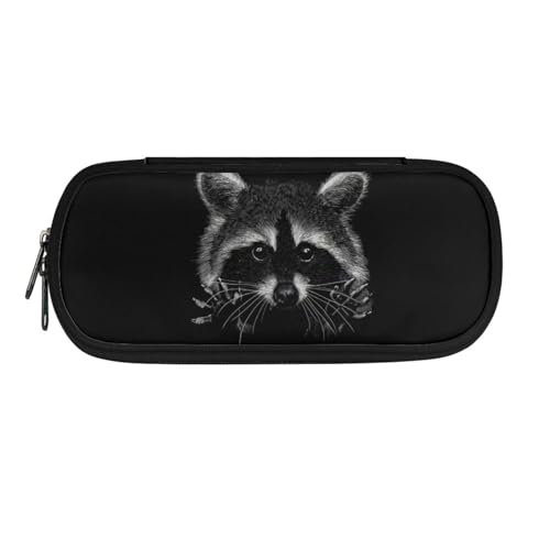 Dolyues Federmäppchen, große Kapazität, Federmäppchen für Jungen und Mädchen, Stifteetui, Tasche Halter mit Fächern, Waschbär-Schwarz, Taschen-Organizer von Dolyues