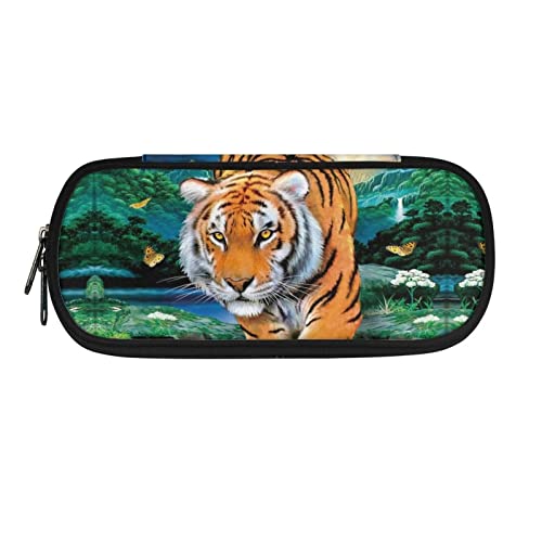 Dolyues Federmäppchen für Mädchen und Jungen, großes Federmäppchen, Stifteetui, tragbar, für die Schule, Schreibwaren, Make-up-Taschen, tiger, Taschen-Organizer von Dolyues