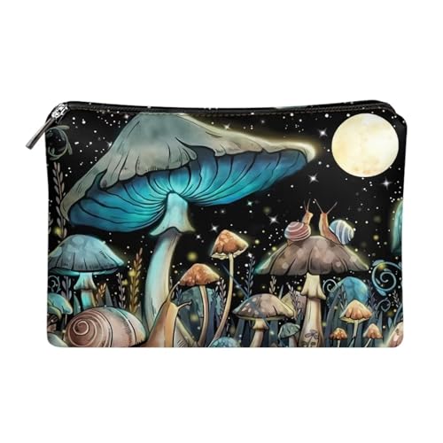 Dolyues Geldbörse für Frauen, Reißverschluss um Leder Clutch Bag Outdoor Kreditkartenhalter Organizer, Mond Schnecke Pilz, Einheitsgröße von Dolyues