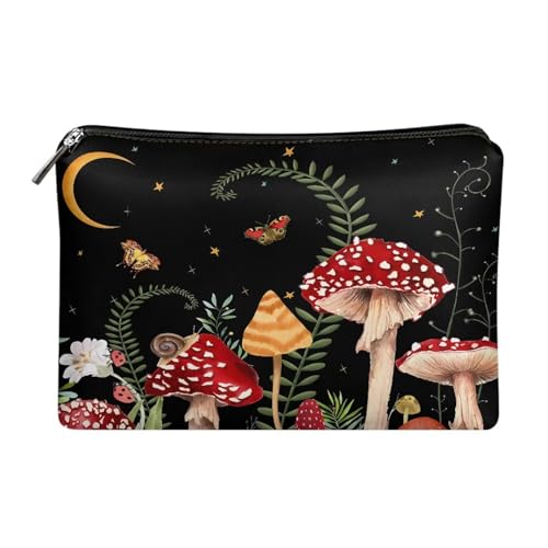 Dolyues Geldbörse für Frauen, Reißverschluss um Leder Clutch Bag Outdoor Kreditkartenhalter Organizer, Pilz Stern Schmetterling Schnecke, Einheitsgröße von Dolyues