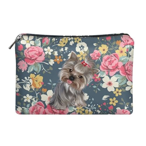 Dolyues Geldbörse für Frauen, Reißverschluss um Leder Clutch Bag Outdoor Kreditkartenhalter Organizer, Yorkshire Terrier Hund, Einheitsgröße von Dolyues