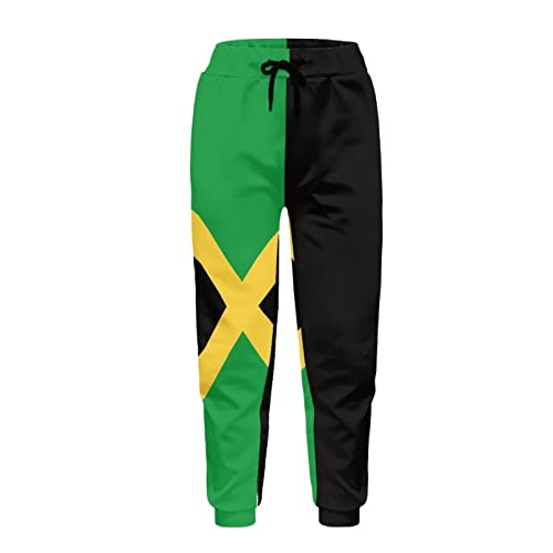 Dolyues Jogginghose mit Taschen und Kordelzug, Freizeithose, normale Passform, lange Jogginghose, groß und hoch, Jamaika-Flagge, 31-35 von Dolyues