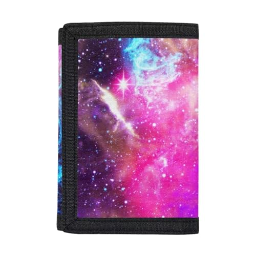 Dolyues Kinder Geldbörse, Jungen Geldbörse Münzhalter Pouch Wallets, Herren Slim Trifold Wallet, Lila Galaxy von Dolyues