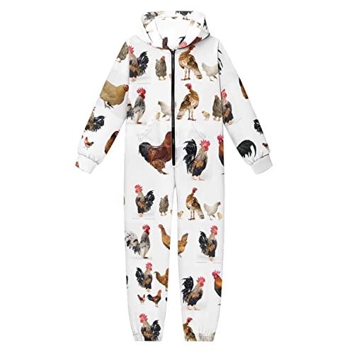 Dolyues Kinder-Jumpsuits mit Kapuze für Jungen und Mädchen, voller Länge, Schlafanzug mit Kapuze und Tasche, alles in einem Schlafanzug, Huhn, 11-12 Jahre Dolyues Kinder-Jumpsuits mit Kapuze für Jungen und Mädchen, voller Länge, Schlafanzug mit Kapuze und Tasche, alles in einem Schlafanzug, Huhn, 11-12 Jahre von Dolyues