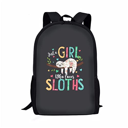 Dolyues Kinder Mädchen Jungen Schultaschen für Teenager Casual High School Grundschule Rucksack Große Kapazität Rucksack mit Seitentasche, Lustiges Faultier-Muster, Einheitsgröße von Dolyues