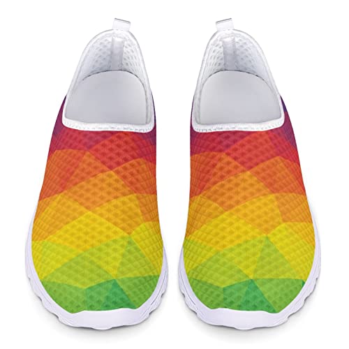 Dolyues Regenbogen Spektrum Polygon Triangle Drucken Schlüpfen Schuhe für Damen Sport Sportliche Turnschuhe 41 EU von Dolyues