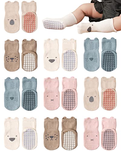 Domee 10 Paar Baby Socken ABS Anti Rutsch Kleinkinder Stoppersocken Baumwolle Tier 3–5 Jahre (Herstellergröße L) von Domee