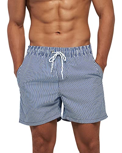 Domee Herren Badehose Boardshorts mit Taschen Badeshorts mit Mesh Futter Sommer Vertikale Streifen XL von Domee