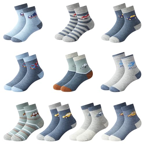 Domee Jungen Socken Kindersocken Strümpfe Baumwolle 10er-Pack Kaninchen 27-30 (Herstellergröße L) von Domee