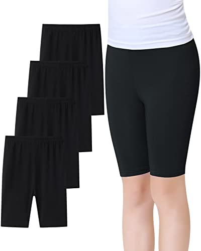 Domee Mädchen Leggings Kurze Hose Radlerhose Sommer 4er-Pack Schwarz 140-146 (Herstellergröße 150) von Domee