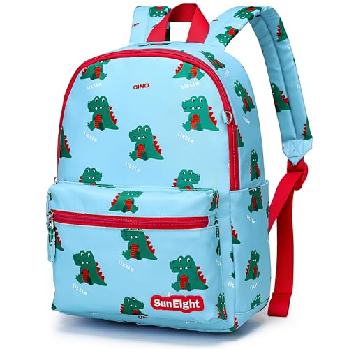 Domueay Kinderrucksack Rucksack Kinder Jungen Wasserdicht Dinosaurier Schulrucksack Leicht Grundschule Kinderrucksäcke Kindergarten Rucksack für Schule Kita 4-9 Jahre, Hellblau von Domueay