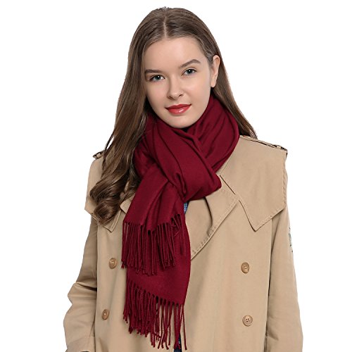 DonDon Schal Damen Winter Wollschal Winterschal warm weich 185 x 65 cm dunkelrot von DonDon