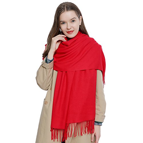 DonDon Schal Damen Winter Wollschal Winterschal warm weich 185 x 65 cm rot von DonDon