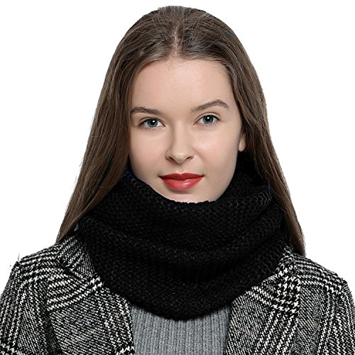 DonDon Loop Schal Damen Winter Schlauchschal Winterschal Rundschal weich und warm schwarz von DonDon