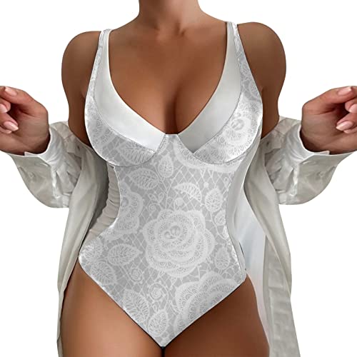 Donasty Badeanzug Damen Bauchweg Schwimmanzug Sexy Badeanzug Shape Badeanzug für Damen Figurformend Strandmode V Ausschnitt Einteilige Bademode Swimsuit von Donasty