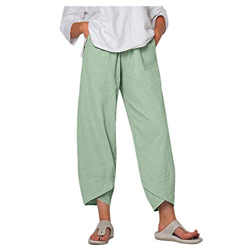 Donasty Leinenhose Damen Sommer Große Größen Leinen Hose Stoffhose Druck Freizeithose mit Taschen Frauen Hosen Casual Strandhosen Leinen-Hose Jogginghose Loose Bequem Yogahose Haremshosen von Donasty