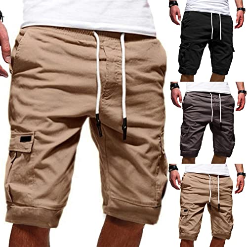 DondPO Cargo Shorts Herren Kurze Hosen Bermuda Shorts Baggy Hose Sommer Freizeithose mit 6 Taschen und Kordelzug Outdoor Wanderhose Arbeitshose Cargohose Herren-Shorts Kurz Jorts Herren Blau XXL von DondPO