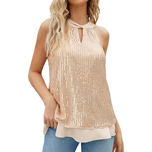 DondPO Glitzertop Damen Festliche Große Größen Glitzernde Tunika Glitzer Tops Party Kurzarm Sparkle Wickelbluse Pailletten Oberteil Glitzerbluse Metallic Gürtel Elegant Glitzer Top Bluse von DondPO