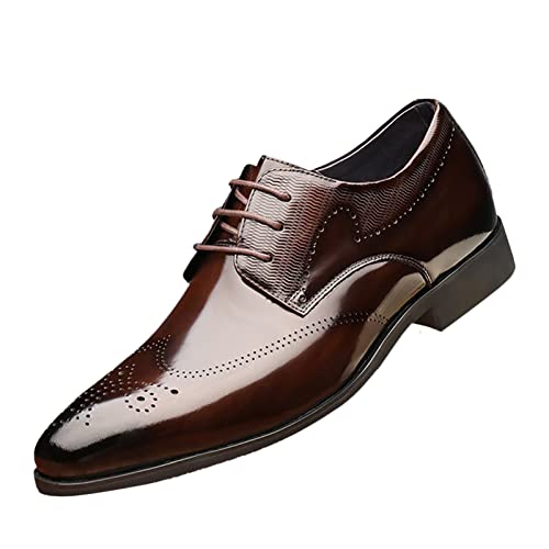 DondPO Lederschuhe Herren Braun, Elegante Hochzeit Leder Lackschuhe Anzugschuhe Smoking Klassischer 44 Derby Schuhe Schnürschuhe Lederschuhe Leicht Schwarz Casual Business Schuhe Oxford Schuhe # von DondPO