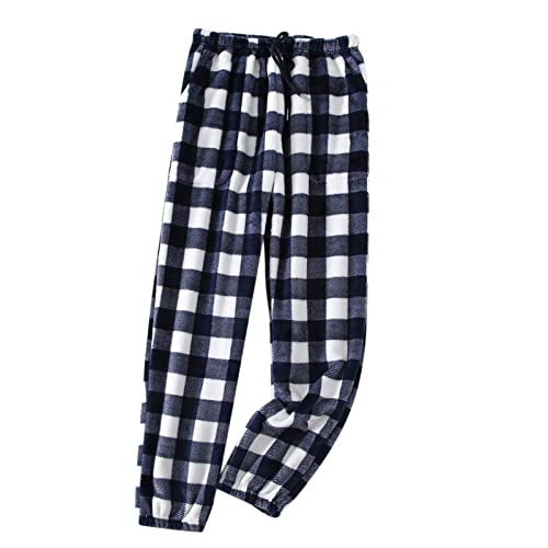 DondPO Pyjama Hose Kariert Kordelzug Leichte Warm Nachtwäsche Hose Schlafhose Lang Karierte Taschen Damenhose Pyjamahose Schlafanzughose Winter Weich Baumwolle Pyjama Pants Freizeithose von DondPO