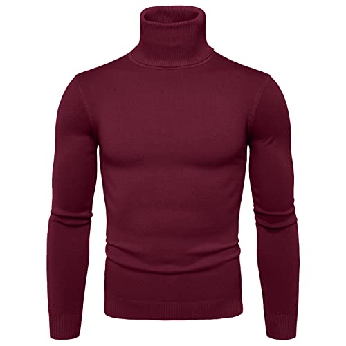 DondPO Strickpullover Herren Basic Slim Fit Angenehm Rollkragenpulli Pullover Freizeit Warme Winter Langarmshirts Sweater Grobstrick Langarm Strickpullover Rollkragenpullover von DondPO