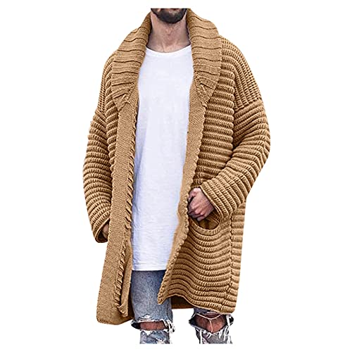 DondPO Trachten Strickjacke Herren, Langarm Stehkragen Taschen Strickmantel Pullover Dicke Warm Winter Wintermantel Cardigan Winterjacke Kapuze Basic Reissverschluss Trachtenjanker Strickjacke von DondPO