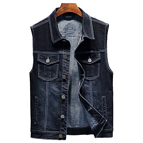 DongBao Herren Beilaufige Weste Ärmellose Denim Weste Jeansweste Jeansjacke Oberteile Jacket von DongBao