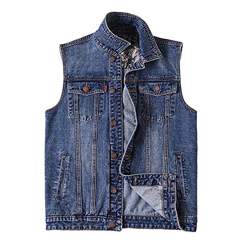 DongBao Herren Casual Denim Weste Vintage ärmellose Motorradjacke Outwear von DongBao