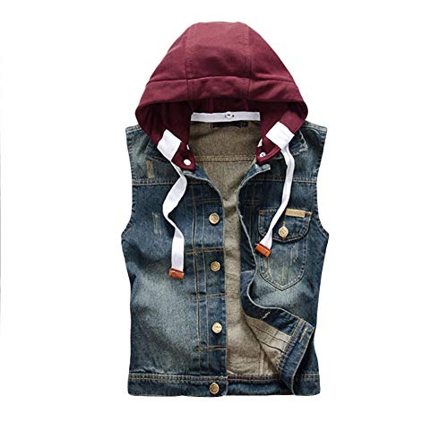 DongBao Herren Damen Classic Denim Weste Hoodie Ärmellose Jean Jacke Mantel Weste von DongBao