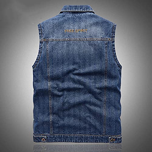 DongBao Herren-Jeans-Weste, ärmellos,Bikerweste, Denim Jacke,Vintage-Look, mit Knopfleiste von DongBao