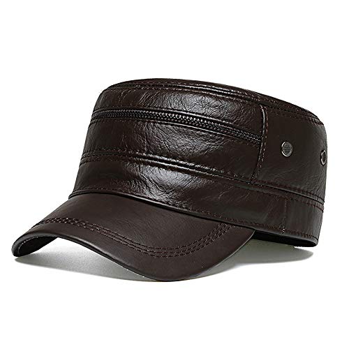 DongBao Leder Baskenmütze Hüte mit Ohrenklappen, Herren Baseball Cap Vintage Verstellbare Lederhüte Herren Qualität Retro Flat Caps Für Herbst Und Winter von DongBao