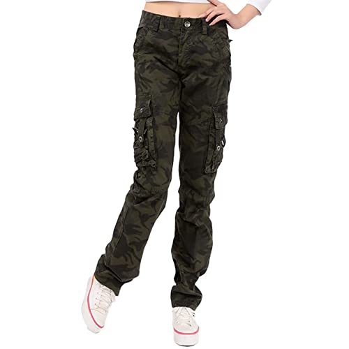 DongBao Wanderhose Outdoor Damen Camouflage Taktische Arbeitshose Cargohose Campinghose Lässige Hose, mehrere Taschen von DongBao