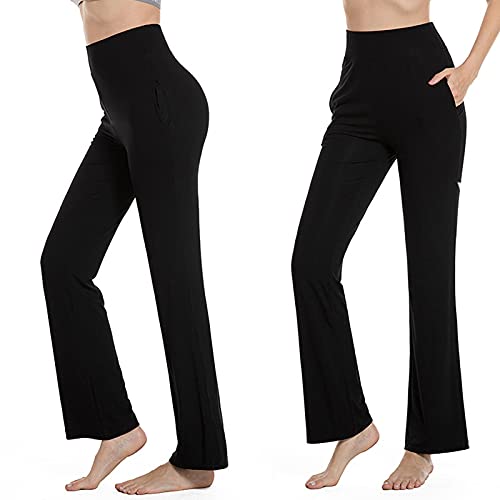 Frauen Yogahosen Damenhosen Casual Bootleg Pants mit Taschen für Pilates Workout Gym Running Jogger von DongBao