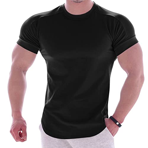 Herren Bodybuilding Athletic Shirts T-Shirts Schnell Trocknendes Gym Workout Top Kurzarm von DongBao