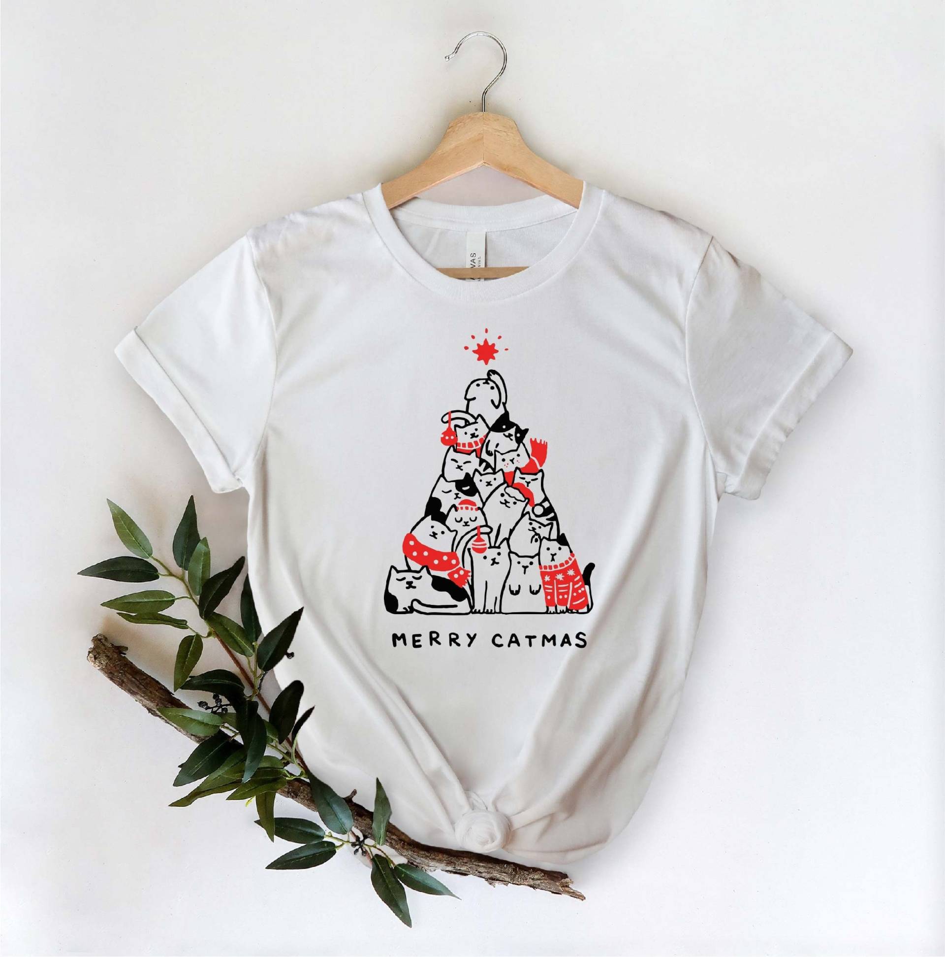 Fröhliches Katzen-Shirt, Meowy-Weihnachts-Shirt, Lustiges Süßes Katzen-Mama-Shirt, Katzen-Mama-Geschenk, Geschenk Für Katzen-Mama, Urlaubs-Shirt von DonkeyMonkeyDesign